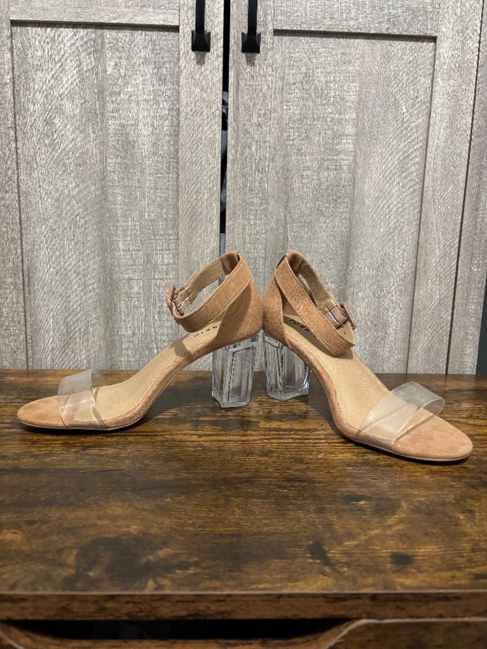 Women's Torrid Beige Neutral Clear Strap heels 8WW
